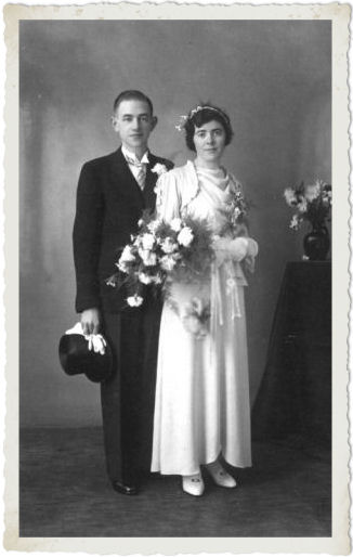 Huwelijksfoto Gerrit van Lochem en Marie Doornheim